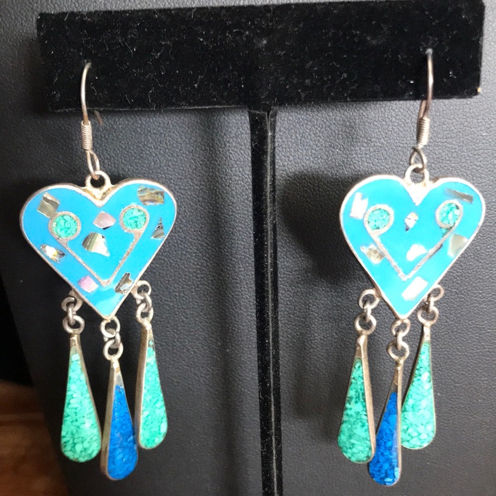 Heart and tear drop earrings